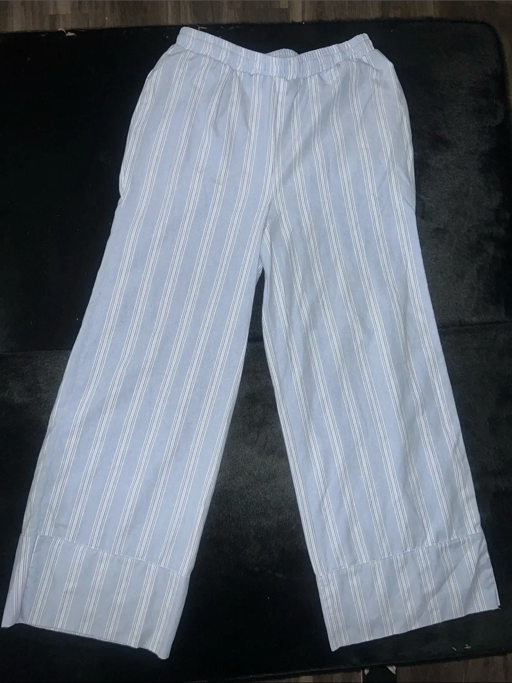 LIGHT BLUE STRIPED PAJAMA PANTS